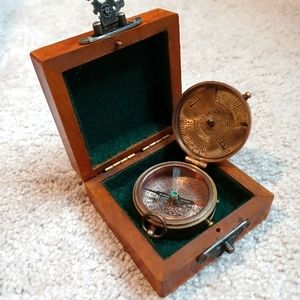 Sailor's Art Pocket Compass, Engraved Brass Compass, Nautical Navy Compass